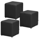 Ver imagem 1 de Kit 3 Puffs Quadrado Decorativo Corino Preto