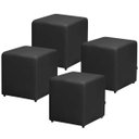 Ver imagem 1 de Kit 4 Puffs Quadrado Decorativo Corino Preto