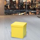 Ver imagem 4 de Kit 2 Puffs Baú Desmontável para Sala Quarto Suede Amarelo 38x38
