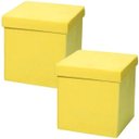 Ver imagem 1 de Kit 2 Puffs Baú Desmontável para Sala Quarto Suede Amarelo 38x38