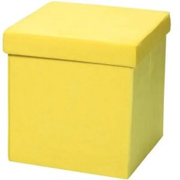 Kit 2 Puffs Baú Desmontável para Sala Quarto Suede Amarelo 38x38 - 2 Kit 2 Puffs Baú Desmontável para Sala Quarto Suede Amarelo 38x38 - 2