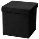 Ver imagem 2 de Kit 2 Puffs Baú Desmontável para Sala Quarto Suede Preto 38x38