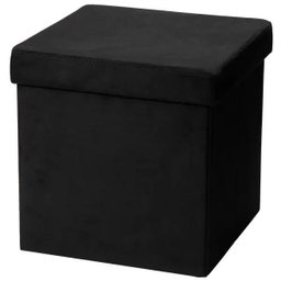 Kit 2 Puffs Baú Desmontável para Sala Quarto Suede Preto 38x38 - 2 Kit 2 Puffs Baú Desmontável para Sala Quarto Suede Preto 38x38 - 2
