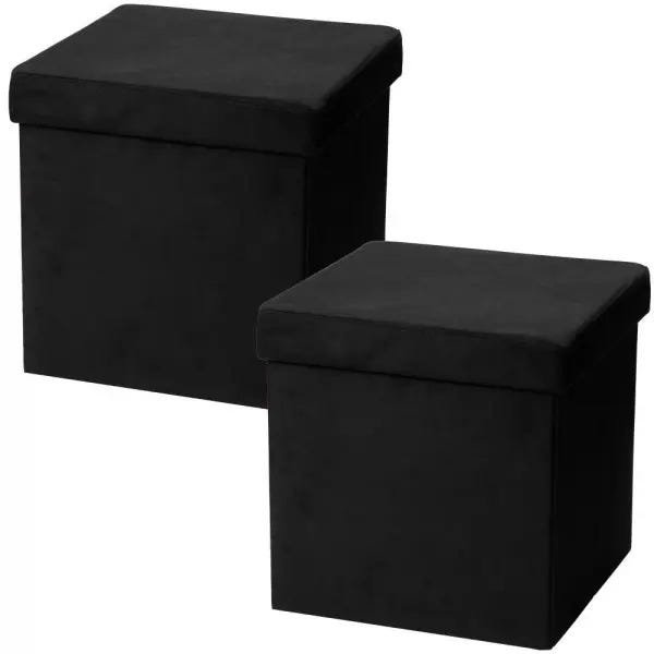 Kit 2 Puffs Baú Desmontável para Sala Quarto Suede Preto 38x38 é ruim? Kit 2 Puffs Baú Desmontável para Sala Quarto Suede Preto 38x38 é boa?
