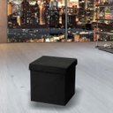 Ver imagem 4 de Kit 2 Puffs Baú Desmontável para Sala Quarto Suede Preto 38x38