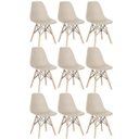 Ver imagem 1 de Kit 9 Cadeiras Charles Eames Eiffel Dsw - Base de Madeira Clara - Nude Multicolorido