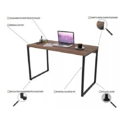 Mesa Para Escritório Office Estilo Industrial 1,20m Kuadra - 4