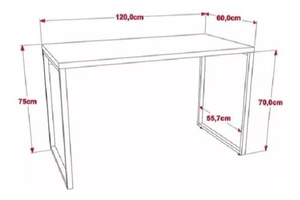 Mesa Para Escritório Office Estilo Industrial 1,20m Kuadra - 5