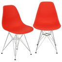 Ver imagem 1 de Kit 2 Cadeiras Charles Eames Eiffel Base Metal Cromado Vermelha