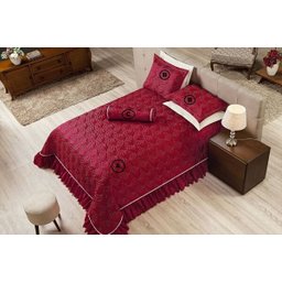 Kit Cobre Leito Casal Queen Palazzi 04 Peças Casaborda - Vermelho - 2