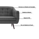Ver imagem 3 de Sofá Decorativo 2 Lugares Pés Palito Cuddle Linho Cinza - Gran Belo