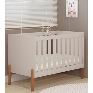 Berço Mini Cama Infantil Bebê Iris Retro - Pés de Madeira:off White
