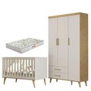 Ver imagem 1 de Berço Americano e Guarda Roupa Infantil Ludmila Off White Bétula com Colchão Gazin - Carolina
