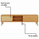 Ver imagem 4 de Rack Retrô para TV 2,20 m Palha Natural Pés em Madeira 2 Gavetas e Porta de Correr 100% MDF Dalla