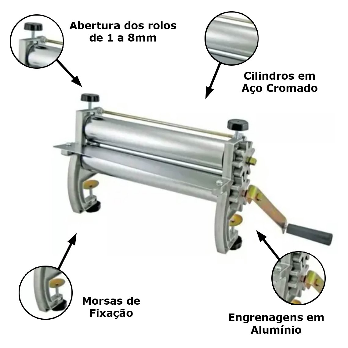 Cilindro Manual Para Massas Em Aço Cromado Mirella - 35cm - 6