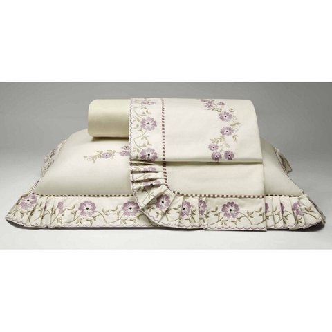 Jogo de Cama Casal Queen Yasmin Percal 200 Fios 04 peças Palha - Casaborda