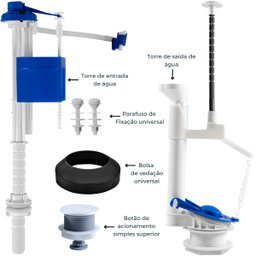 Kit Mecanismo Reparo Completo Entrada e Saída Universal com Boia Acoplada P/ Caixa Descarga | Astra - 3