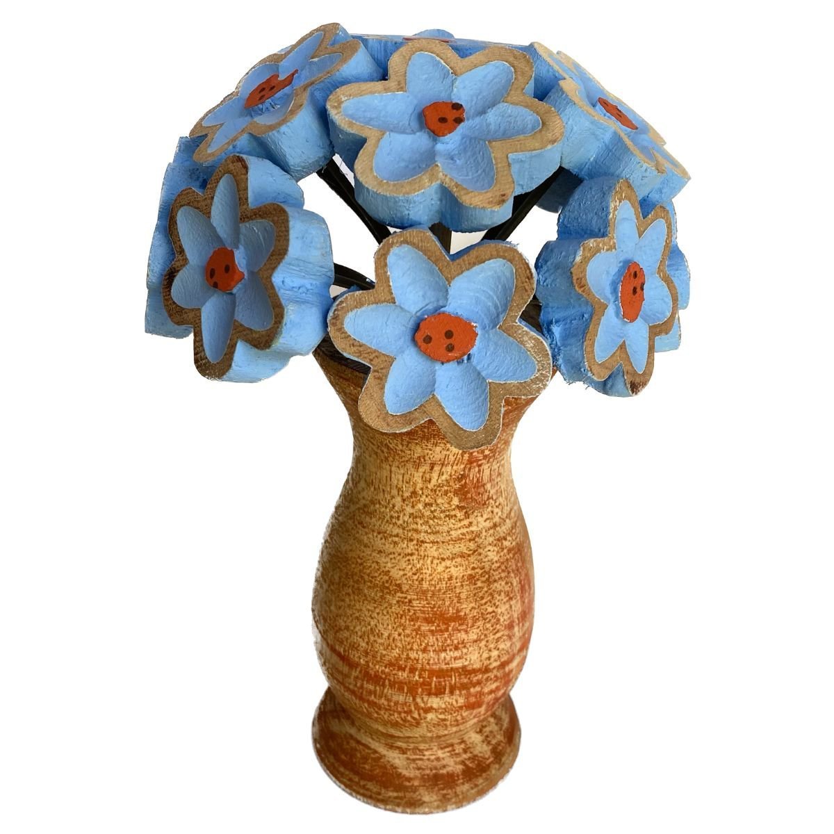 Vaso Buquê de Flores de Madeira:Azul - 1