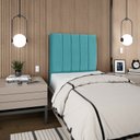 Ver imagem 3 de Cabeceira Estofada Solteiro Carla 90cm Suede Azul Turquesa