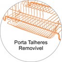 Ver imagem 6 de Kit Pia Cozinha Rosé Gold Lixeira Basculante 5L e Escorredor Pratos e Copos - Branco/Cobre