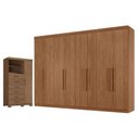 Ver imagem 1 de Guarda Roupa Casal 8 Portas 4 Gavetas Master New e Cômoda Marabá com Pés Jatobá Acetinado -