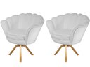 Ver imagem 1 de Kit 2 Poltronas Decorativa Pétala Base Giratória Madeira Couro Branco Ms Decor