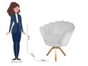 Ver imagem 3 de Kit 2 Poltronas Decorativa Pétala Base Giratória Madeira Couro Branco Ms Decor