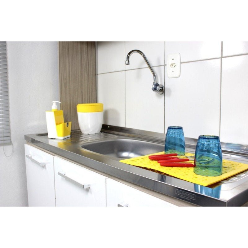 Kit Lixeirinha Dispenser Detergente Grade de Pia Cozinha - Cores - Amarelo - 4