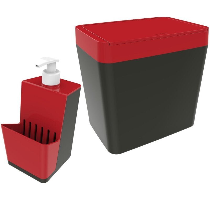 Dispenser Dosador 500ml Detergente Lixeira 5 Litros - Chumbo/Vermelho - 1