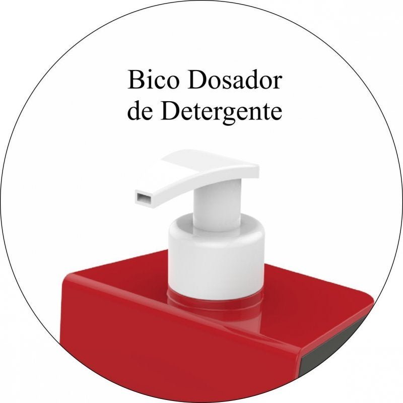 Dispenser Dosador 500ml Detergente Lixeira 5 Litros - Chumbo/Vermelho - 2
