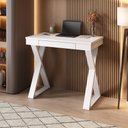 Ver imagem 1 de Mesa Home Office Verona Computador 1 Gaveta Telescópica Branca Quarto Escritório Prática MDF