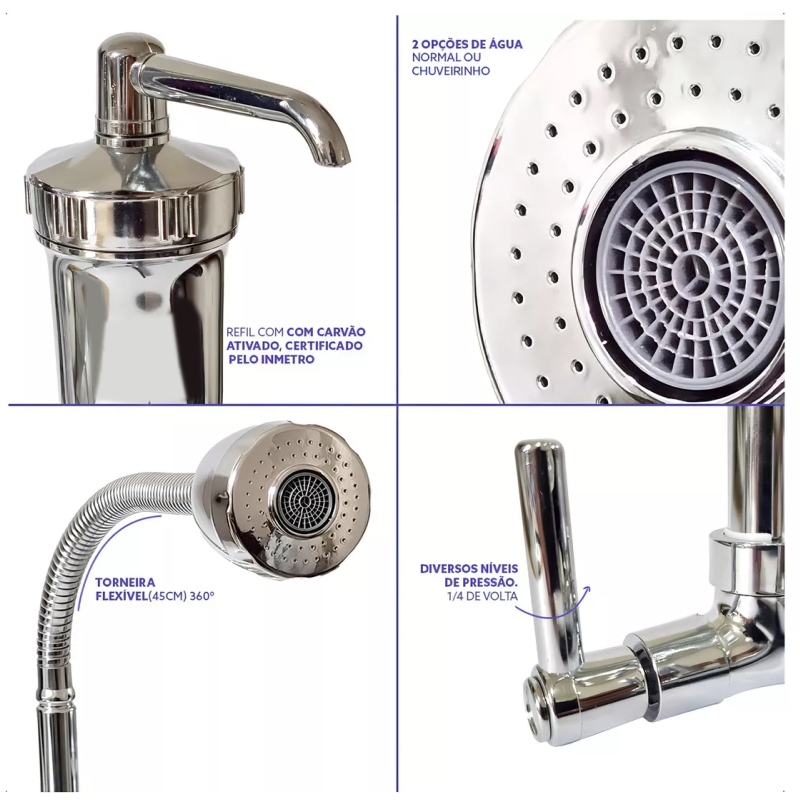Torneira Gourmet com Filtro Cozinha Parede Casagrande Mundial - 3