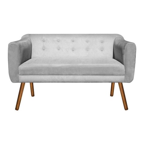 Poltrona Namoradeira Julia 2 Lugares Suede Cinza - D'Rossi