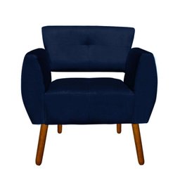 Kit Poltrona e Puff Decorativo Josy Suede Azul Marinho - D'Rossi - 4