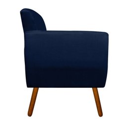 Kit Poltrona e Puff Decorativo Josy Suede Azul Marinho - D'Rossi - 3