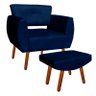 Kit Poltrona e Puff Decorativo Josy Suede Azul Marinho - D'Rossi - 1