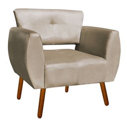 Poltrona com Puff Decorativo Josy Suede Bege - D'Rossi - 2 Poltrona com Puff Decorativo Josy Suede Bege - D'Rossi - 2
