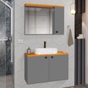 Ver imagem 1 de Conjunto para Banheiro Gabinete Suspenso com Cuba e Espelheira Madri Cinza com Nature - Rede Móveis