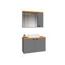 Ver imagem 2 de Conjunto para Banheiro Gabinete Suspenso com Cuba e Espelheira Madri Cinza com Nature - Rede Móveis
