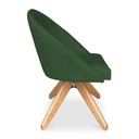 Ver imagem 3 de Kit 02 Poltronas Cadeira Giratória Bela Suede Base de Madeira - Pallazio Verde