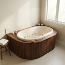 Ver imagem 1 de Ofurô Duplo com Hidromassagem e Cromoterapia LED Heatiro Top Line Ouro Fino 141x91cm Gel Coat Branco 220V
