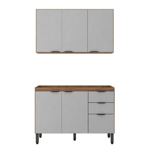 Cozinha Modulada Composição 9 Firenze 2 Peças Amêndola/nude Prime - Demóbile