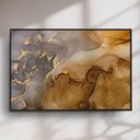 Ver imagem 2 de Quadro Decorativo Abstrato Marmorizado Marrom e Dourado