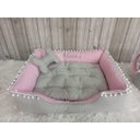 Ver mais imagens de Kit Pet Caes e Gatos Cesto Organizador Cama G Personalizada Jogo Americano Rosa Caminha G com Ziper