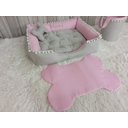 Ver imagem 3 de Kit Pet Caes e Gatos Cesto Organizador Cama G Personalizada Jogo Americano Rosa Caminha G com Ziper