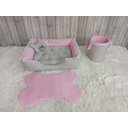 Ver imagem 5 de Kit Pet Caes e Gatos Cesto Organizador Cama G Personalizada Jogo Americano Rosa Caminha G com Ziper
