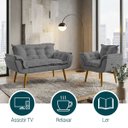 Ver imagem 4 de Kit Namoradeira e Poltrona Decorativa para Sala Recepção Manicure Consultório Alice Tecido Suede