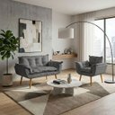 Ver imagem 1 de Kit Namoradeira e Poltrona Decorativa para Sala Recepção Manicure Consultório Alice Tecido Suede