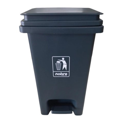 Lixeira Plástica Pedal 20L Cinza Banheiros Cozinhas - Nobre