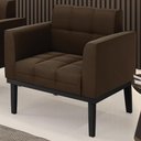 Ver imagem 2 de Poltrona Decorativa Base Madeira Preto Ana Suede Marrom - Ibiza